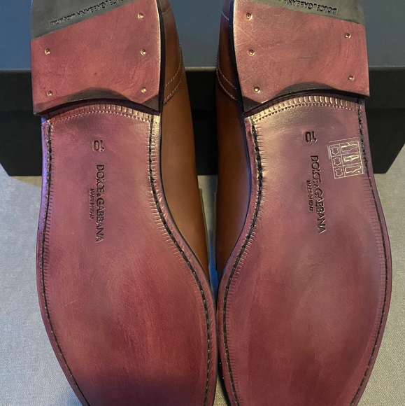 Mens Dolce & Gabbana Leather Loafers With Logo - Picture 4 of 6